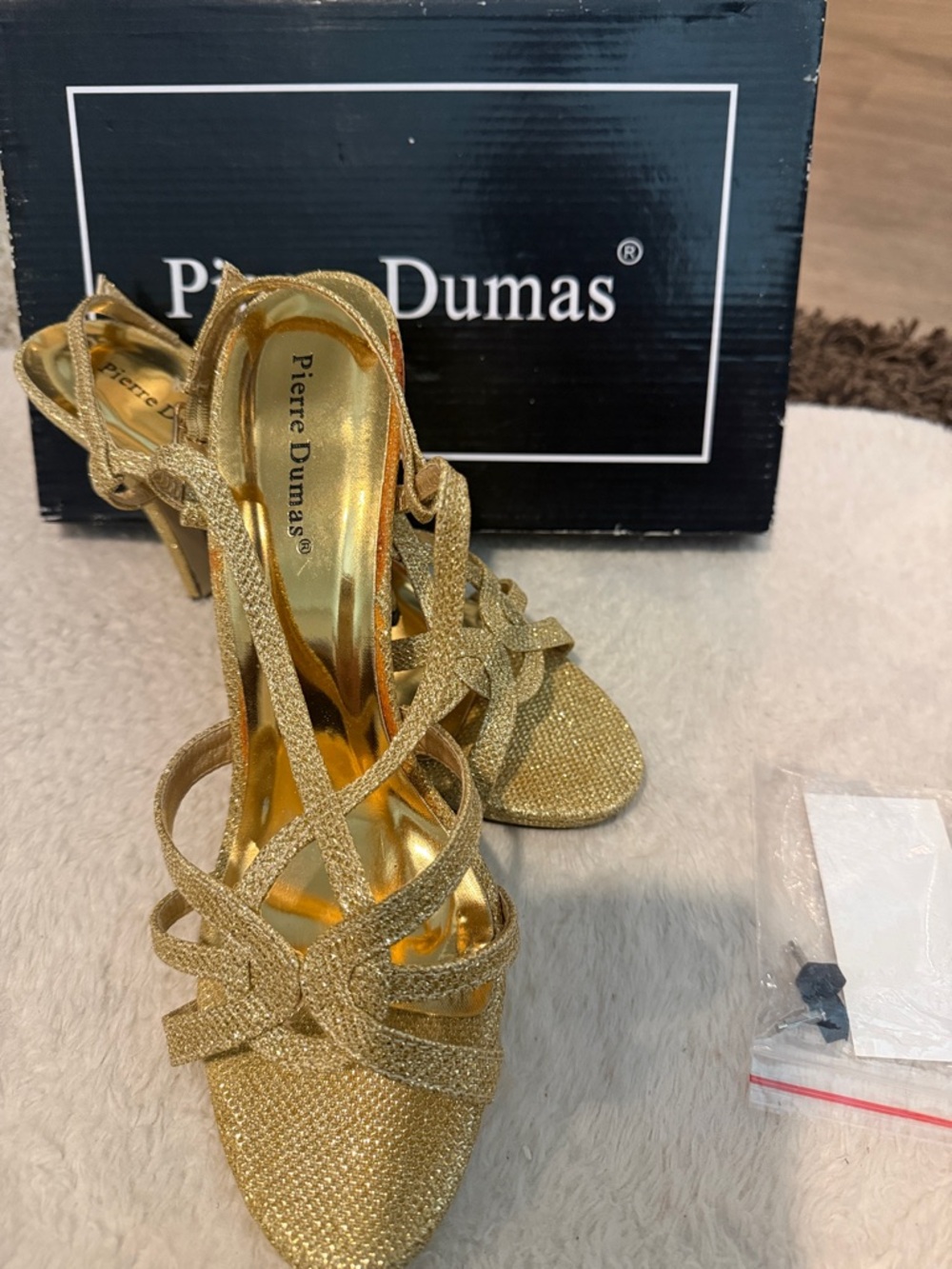 Pierre Dumas Metallic Gold Strappy Heels